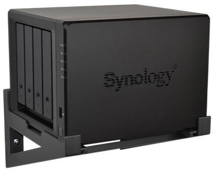 Support mural compatible avec Synology Diskstation DS418, DS418play, DS420+, DS423+, DS425+, DS920+, DS923+, console murale Heavy Duty avec matériel de montage.