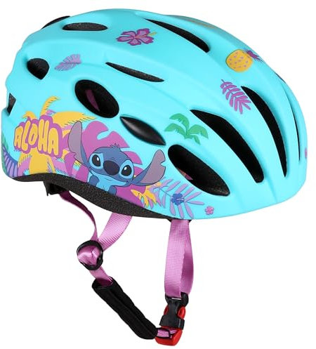 Disney Stitch IN-Mold Kinderfahrradhelm, für Mädchen, Türkisfarbener, verstellbar 52-56 cm (Türkis)