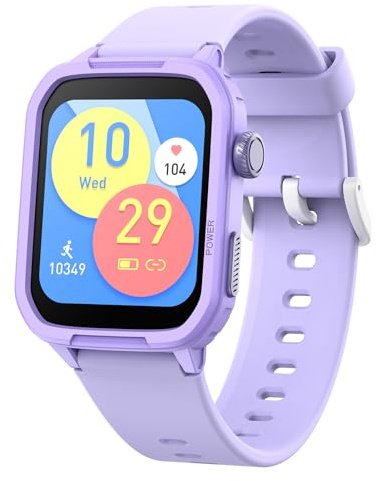 Cuifati Smart Watch Forfitness Activity Tracker för Pojkar Flickor, 1.54 Tum Färg Pekskärm, Väckarklocka, Pedometer, Mp3 -spelare, Telefonpåminnelse, Hjärtfrekvens (Violett)