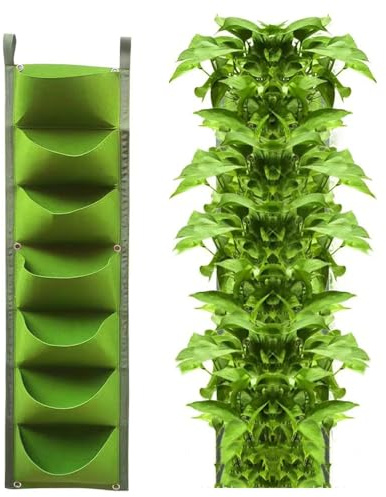 SENRISE Borse da coltivazione da appendere alla parete, 7 tasche, verticali, da appendere, per piante da giardino, ringhiere, balcone, cortile