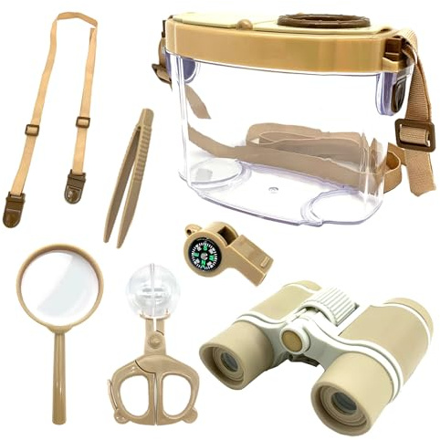 Bug Catcher Kit for Kids, 6 Pcs Kids Bug Catching Kits, Outdoor Nature Explorer Kit, Science Educational Kits with Tweezers, Magnifying Glass, Binoculars for Boys Girls