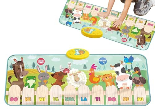 Alfombra de Piano - Instrumentos Interactivos 9 Sonidos De Animales,Alfombra Musical para Bebés - para Niños De 1+ Años, Juego Sensorial, Aprendizaje Y Desarrollo En Hogar, Guardería Y Gimnasio