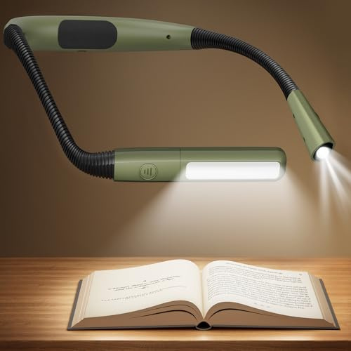 Glocusent Halslampa för Läsning, 100h Långvarig Uppladdningsbar Boklampa för Läsning i Sängen, 5 Färger & Steglös Dimning, Perfekta Presenter för Läsning, Stickning, Camping, Reparationer（Grönt）
