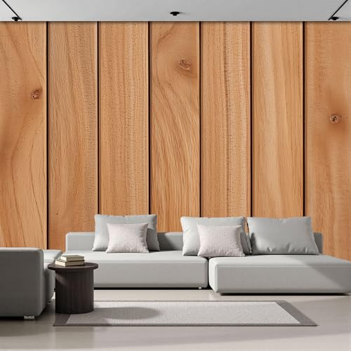 Fotomural Efecto Textura De Panel De Madera 3D Papel Tapiz, Veta De Madera Natural Decoración De La Pared Murales, Sala De Estar Dormitorio Papel Pintado 450 × 315 Cm