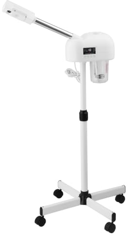 Karl Home Professional Facial Steamer with LCD Display and Timer Function | Ozone Humidifier Sprays Face Spa Mist, Adjustable Arm Height for Home Beauty Salon, Personal Skin Care, Deep Cleaning, White