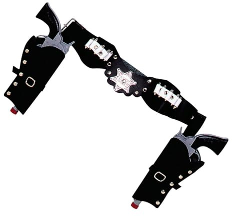 W WIDMANN MILANO Party Fashion - Ceinture de cowboy deluxe, avec 2 poches et étoile de shérif, Far West, Accessoire, Carnaval