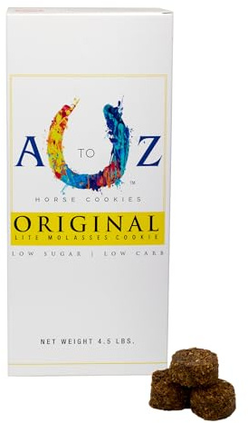A TO Z HORSE COOKIES Horse Treats, Original Flavor, A Softer Cookie/Pill Popper Made w/Lite Molasses, Low Carb/Sugar, Wheat, Corn, Soy & Alfalfa Free. All Natural Ingredients, 4.5 lb