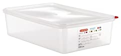 Araven 03354 PP Alimentos recipiente con tapa, GN 1/1, 13,7 l, 100 mm Mango (paquete de 4),