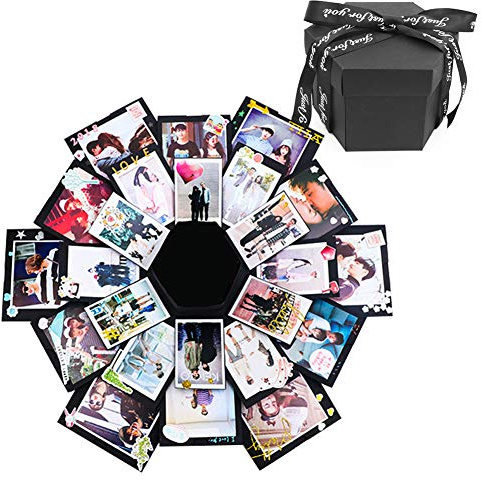Creative Black Explosion Box, DIY Photo Album Surprise, Love Memory Scrapbooking Gift for Birthday, Christmas, Anniversary, Wedding, Valentine