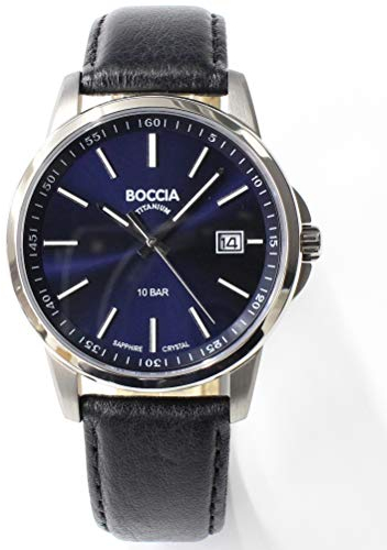Boccia Herren Analog Quarz Uhr mit Leder Armband 3633-01