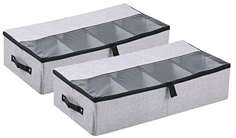 DreamyLife Borsa Organizer Pieghevole per Vestiti Scatole per Armadio, Scatola di Immagazzinaggio Custodia Contenitore in Tessuto Pieghevole (Grigio chiaro-2Pcs)