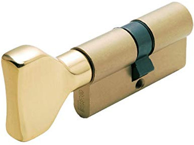 Art. 825945457 CILINDRO CON POMOLO F5 - L - 90 - A - 45 - B - 45 - Perni - 5 - Cifratura - KD - Finitura - Ottone satinato - Tipologia - Cilindro Sagomato Con Pomolo - Chiave - Piatta