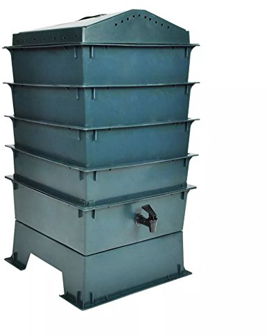 yorten Wurm Farm 4 Tabletten inkl. Einstreumaterial Wurmkomposter Komposter, 42 x 42 x 60 cm (Grün)