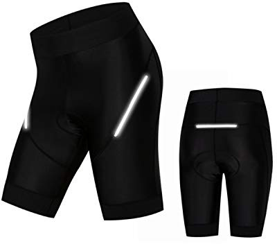JPOJPO - Pantalones cortos para bicicleta para mujer con acolchado de gel 5D, ropa interior deportiva para ciclismo, reflectante, S-3XL