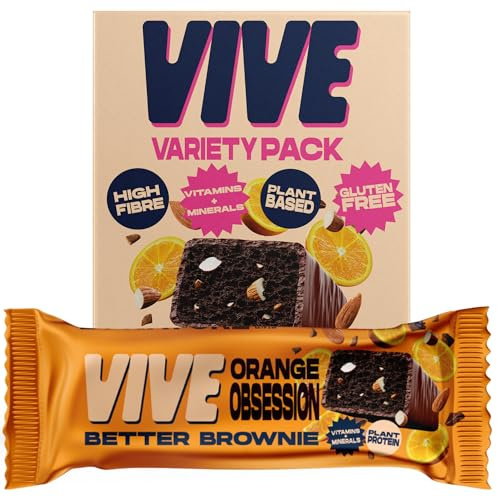 Vive Better Brownie Variety Pack with Immunity Vitamins - Low Calorie Vegan Treat - Healthy Protein Snack - Pack of 4
