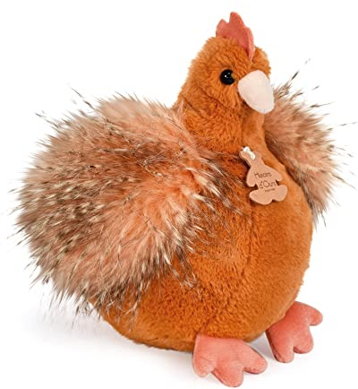 Histoire d'Ours - Peluche Poule - Animal de la Ferme - Poulette orange - 20 Cm - Mignonne et Douce - Idée Cadeau de Naissance et Anniversaire Fille et Garçon - HO3161