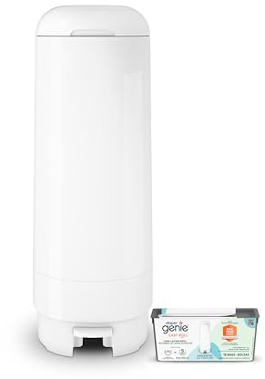 Diaper Genie Signature Pail Includes 1 Easy Roll Refill with 18 Bags | Holds Up to 846 Newborn-Sized Diapers Per Refill