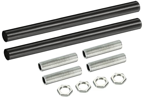 sourcing map Fileté Extension Tige Trousse, M10 Filetage 7.87 Accouplement Écrou Rond Manchon Connecteur avec Fileté Tuyau Hexagonal Écrou, Noir 2 Ensemble