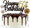 Tortendeko Schwarzes Gold 60th, Happy Birthday Cake Topper, Papierfächer Cupcake, 60. Kuchendeko Tortenstecker für Geburtstag Deko Männer Frauen