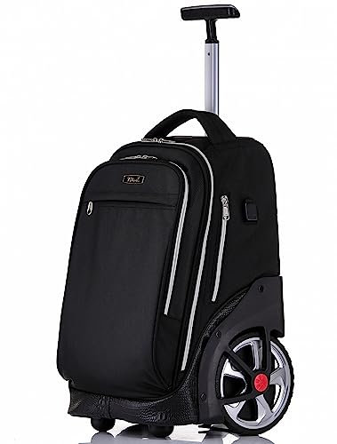 NEW TILAMI 19 Inch Rolling Backpack for School Stair-Climbing, Black