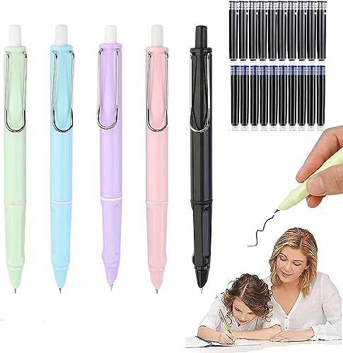 kiimiipa FüLlfederhalter,Einziehbarer FüLlfederhalter,FüLler Grundschule,NachfüLlbarer Tintenschreibstift,Glatt Schreibender Kalligraphie-FüLlfederhalter FüR SchulbüRos (5) (3), PON01