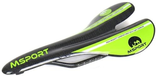 Msport Sillín para bicicleta de carretera de carreras y MTB de fibra de carbono súper ligera 95 g +/- verde