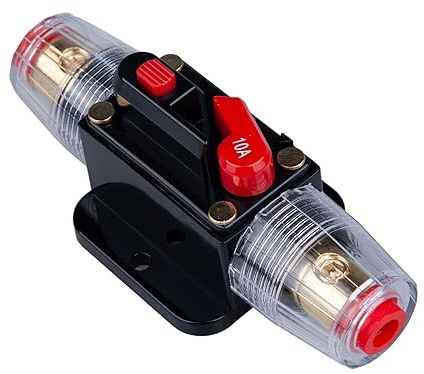 Keple Interruptor de circuito de 10 amperios, soporte de fusibles en línea, bloque inversor CC 12 V-24 V, reinicio manual para coche, automóvil, barco, audio, protección del sistema solar