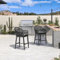 PURPLE LEAF Victoria Barhocker 2er-Set, Alu-Gestell Barstühle mit Lehne & Fußstütze, Outdoor-Tresenhocker Rattan, Designer Barstuhl, Gepolsterte Sitze, Anthrazit