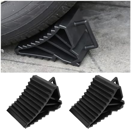 JNNJ 2 Stück Reifenstopper, Bremsklötze Für Anhänger Unterlegkeile, Kunststoff-Radkeil Mit Griff, rutschfeste Basis Radkeil Schwere Unterstützung, Für Auto, Anhänger