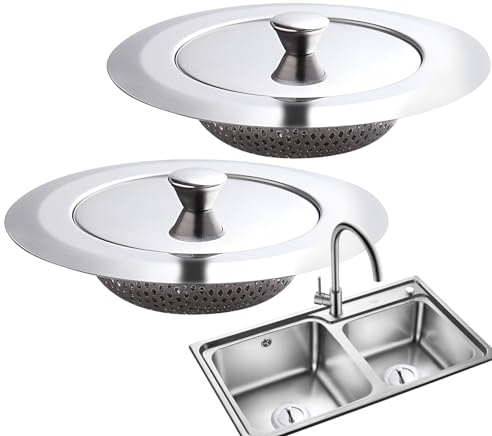 WakiHong 2-Pack Kitchen Sink Strainer Sink Strainer for Shower Kitchen Sink Strainer Stainless Steel,anti-clogging,with Lid,kitchen Sink Accessories-diameter 11.5cm