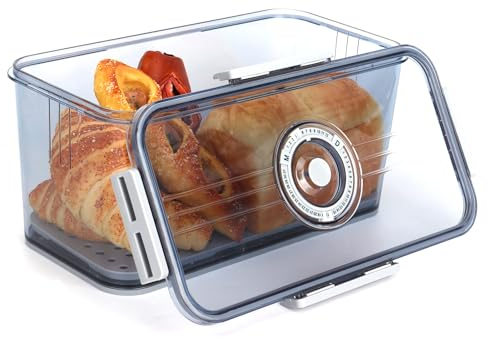 RayLove Bread Box,Bread Boxes for Kitchen Counter Airtight,Kitchen Storage Containers with Lid,Bread Storage with Time Recording,Bread Storage for Homemade Bread,Toast, Bagel, Donut and Cookies.