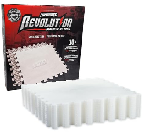 HockeyShot Revolution Synthetic Ice Tiles 10 Pack, 18x18, White - Skate-Able Hockey Tiles for All Ages, Build Your Own Year-Round Hockey Training Surface, Durable, Easy Install, Made in Canada.