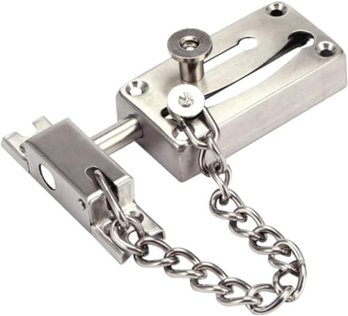 RUTHYEARS Kleines Riegelschloss, Schiebetürschloss, Türkettenriegel, Sicherheitstürkette, Edelstahl-Türkette, Pressschlosskette, Türschutz-Türkette