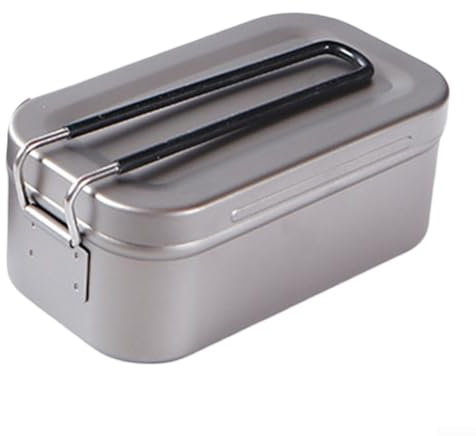 Portable Camping Lunch Box, Portable Titan-ium Lunch Box, Steaming Basket Lunch Box, Corrosion-resistant Lunch Box, Essential Camping Lunch Box (1200ml)
