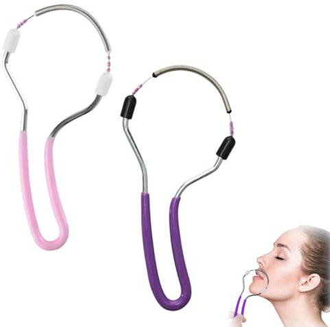 MEXRUMI 2 Stück Gesichtsepilierer Frühlings Gesichtsepilierer Manueller Tragbarer Kunststoff Epilierer Edelstahl Epilierer Für Gesichtshaarentfernung Stirn Wange Oberlippe (Rosa und Blau)