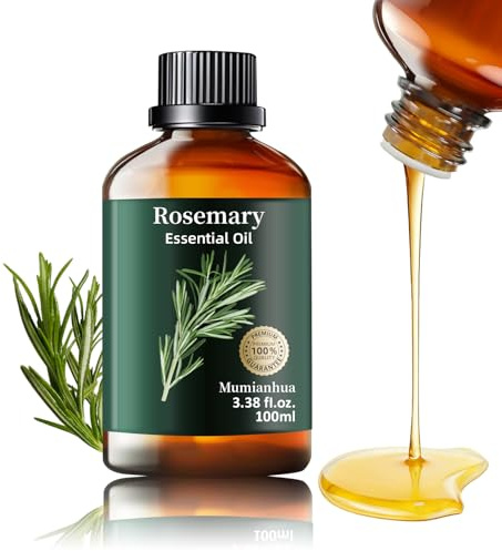 Aceite de Romero Puro, Natural Aceite Romero para Difusores, Aromaterapia, Cuero Cabelludo, Grado Terapéutico Cuidado del Cabello y Piel, yVelas Aromáticas Fabricación de Jabón 100ml