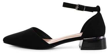 Rio Fiore Escarpins à lanières pour femme - Talon bloc de 4 cm - Noir/blanc/beige - Imitation daim souple/cuir synthétique - Chaussures confortables à talon bas - R22, Noir , 42 EU