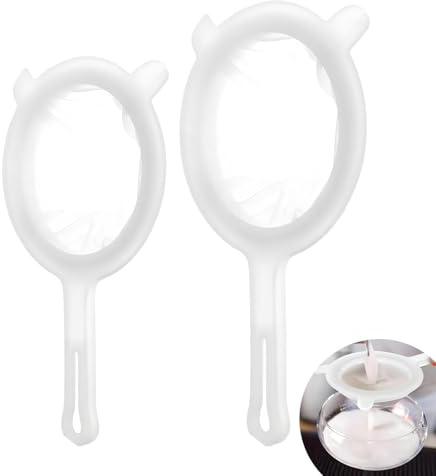2 Pcs Fine Mesh Strainer, Kitchen Sieves and Strainers, Plastic Household Sieve, Filter Net with Handle Hook, 80/400 Mesh, for Seedless Jam, Flour, Yoghurt, Etc, White