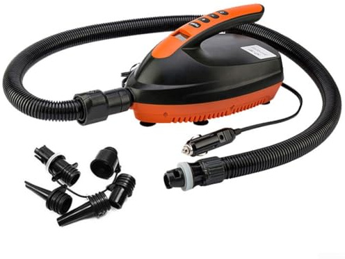 Pompa elettrica con schermo LCD per gonfiare in modo efficiente materassi ad aria, tavole da paddle e altro ancora, 12 V, con 6 ugelli