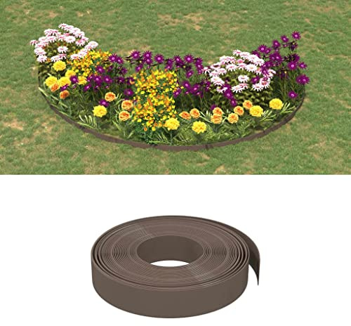 Lot de 4 clôtures de jardin - En polyéthylène - Marron - 10 m x 10 cm - Pour jardin, parterres de fleurs, pelouse et aménagement paysager