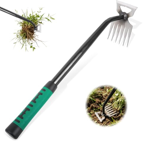 GTJEOI Estirpatore Erbacce Manuale, Sarchiatore con 6 Denti e Manico, Giardinaggio Attrezzi, Ideale per Semina, Diserbo e Lavorazione del Terreno