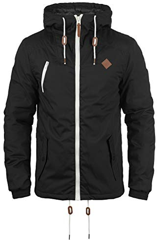 SOLID SDTilden Herren Übergangsjacke Herrenjacke Jacke mit Kapuze Kordelzug Reißverschluss Brusttasche Eingrifftaschen Regular fit, Größe:XL, Farbe:Black (9000)
