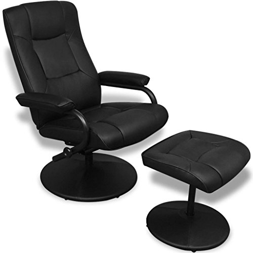 vidaXL Fauteuil avec Repose-Pied Similicuir Noir Fauteuil TV Massage Meuble