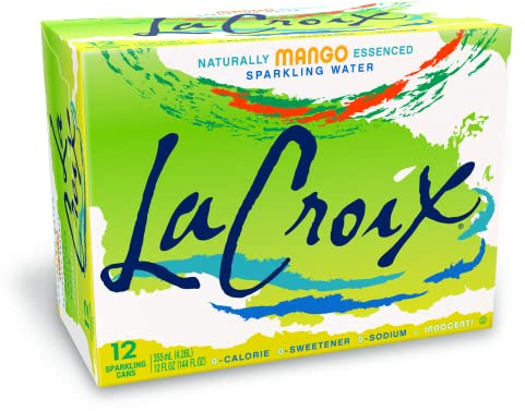 La Croix Naturally Essenced | 0 Calorie | 0 Sweetener | 0 Sodium | Mango Sparkling Water 355ml (Pack of 12)