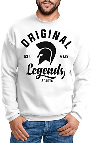 Neverless Sweatshirt Herren Original Legends Gladiator Sparta Rundhals-Pullover weiß 4XL