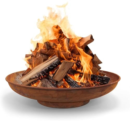 Heat Outdoor Living Bol de 90 cm de Óxido – Braseros para el Jardín – Chimenea Exterior & Tonne – Cuenco de Acero Lacado – Cesto de Fuego para el Jardín – 90 x 90 x 19 cm
