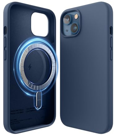 elago Magnetic Silicone Case Compatible with iPhone 13 Case (6.1) Compatible with MagSafe, Built-in Magnets, Premium Silicone, Protective Cover, Compatible with MagSafe Accessories (Jean Indigo)