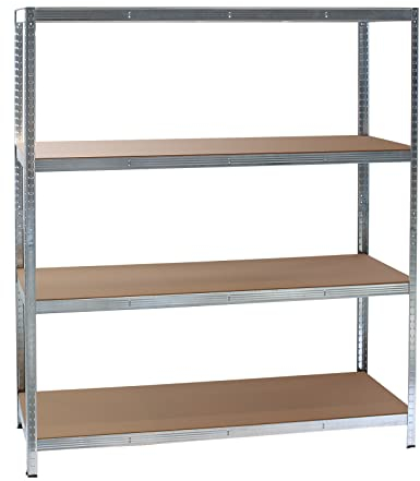Wiltec Schwerlastregal 160x60x180cm, 175kg/Ablage, Steckregal verzinkt aus Stahl, Lastenregal mit 4 Ablagen, Werkstattregal