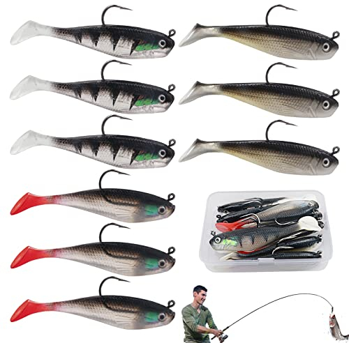 9 Stück Hecht Köder, PVC Köderfische, 8 cm Wobbler für Angelköder für Hecht Barsch Zander Angeln Köder mit Box Angelgeschenk für Männer(Schwarz/Rot/Gelb)
