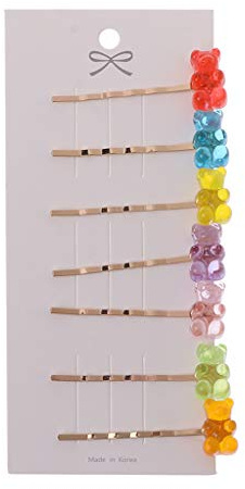 QINZTON Assorted Color Gummy Bear Rainbow Candy Barrettes Mixed Gummy Barrette Side Clip One Word Hair Clips for Daily Wear for Girls